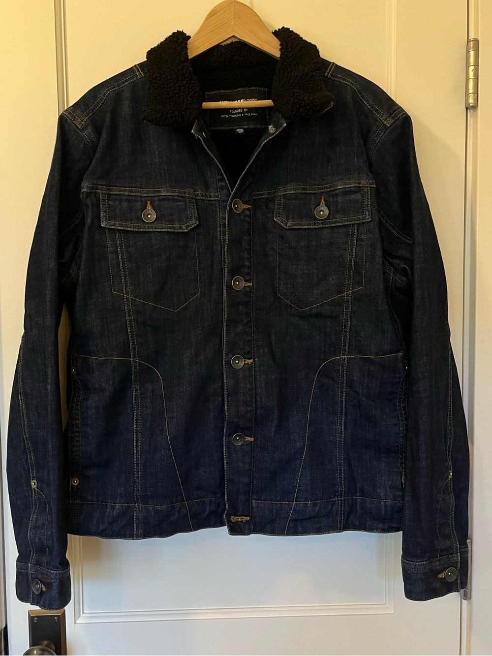 William Rast • Sherpa Lined Denim Trucker Jacket • Dark Indigo • Size XL
